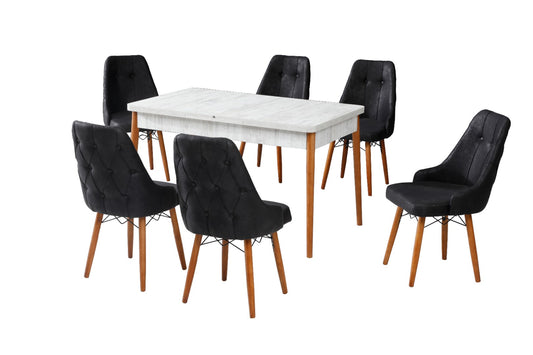 Eros Set masa 70*140 (extensibila) si scaune (4 bucati) Negru / Desire Furniture - Desire Furniture