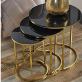 Set Mese de Cafea Rotunde – Design Elegant cu Blat din Sticlă și Structură Metalică