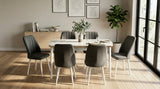 Verona Set Masa Extensibila (Marmura Alba)  80x 135 (80 x 178) Si Scaun 6 Buc, Aur Detalii, Horeca, Bucatarie, Living