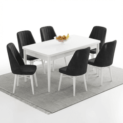 Babyface Madrid Set Masa Extensibila 80 x 130-170 cm  si Scaune 6 Bucati Gri Antracit