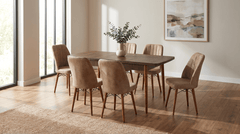 Desire Set Masa 80*170 Extensibila si Scaune 6 bucati Maro