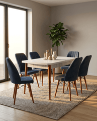 Desire Set Masa 80*170 Extensibila si Scaune 6 bucati Albastru