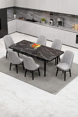 Babyface Madrid Set Masa Extensibila 80x130-170 si Scaune 6 bucati Gri