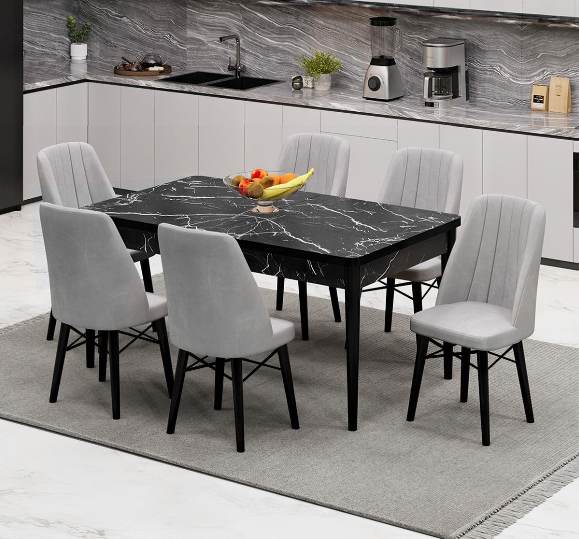 Babyface Madrid Set masa (extensibila) si scaune (2,4 sau 6 bucati) Gri / Desire Furniture - Desire Furniture