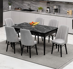 Babyface Madrid Set masa (extensibila) si scaune (2,4 sau 6 bucati) Gri / Desire Furniture - Desire Furniture