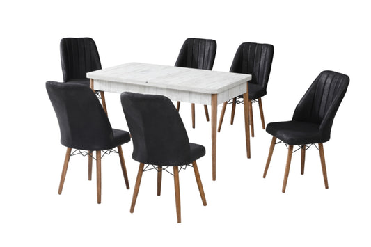 Desire Set masa 80*170 (extensibila) si scaune (6 bucati) Negru / Desire Furniture - Desire Furniture