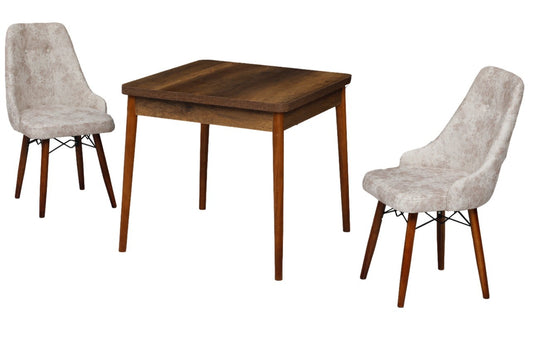 Eros Set masa 80*80 si scaune (2 bucati) Crem / Desire Furniture - Desire Furniture