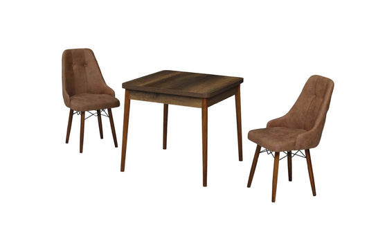 Eros Set masa 80*80 si scaune (2 bucati) Maro / Desire Furniture - Desire Furniture