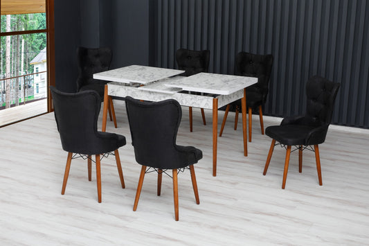 Lord Set masa 80*170 (extensibila) si scaune (6 bucati) Negru / Desire Furniture - Desire Furniture