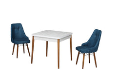 Eros Set masa 80*80 si scaune (2 bucati) Albastru / Desire Furniture - Desire Furniture