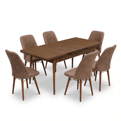 Desire Set Masa 80*170 Extensibila si Scaune 6 bucati Maro