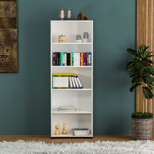 Bibliotecă Multifuncțională – Design Modern, Alb Lucios, PAL Premium