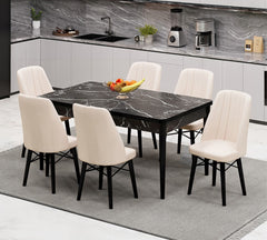 Babyface Madrid Set masa (extensibila) si scaune (2,4 sau 6 bucati) Crem / Desire Furniture - Desire Furniture