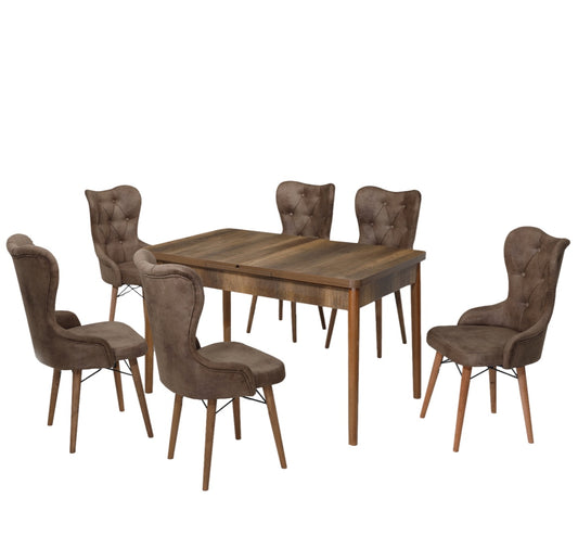 Lord Set masa 80*170 (extensibila) si scaune (6 bucati) Maro / Desire Furniture - Desire Furniture