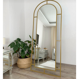 Oglindă pe toată lungimea, cu ramă metalică, model Window, 180x70 cm, cu picior oval, Dormitor, Negru