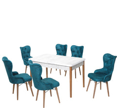 Lord Set masa 80*170 (extensibila) si scaune (6 bucati) Albastru / Desire Furniture - Desire Furniture