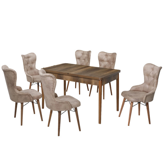 Lord Set masa 80*170 (extensibila) si scaune (6 bucati) Cremă / Desire Furniture - Desire Furniture
