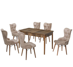 Lord Set masa 80*170 (extensibila) si scaune (6 bucati) Cremă / Desire Furniture - Desire Furniture