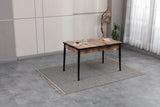 Set Masă (Mdf extensibila 80 x 130 (170)) + 6 Scaune Catifea Maro – Verona Modern Living,