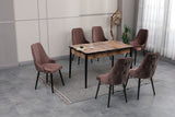Set Masă (Mdf extensibila 80 x 130 (170)) + 6 Scaune Catifea Maro – Verona Modern Living,