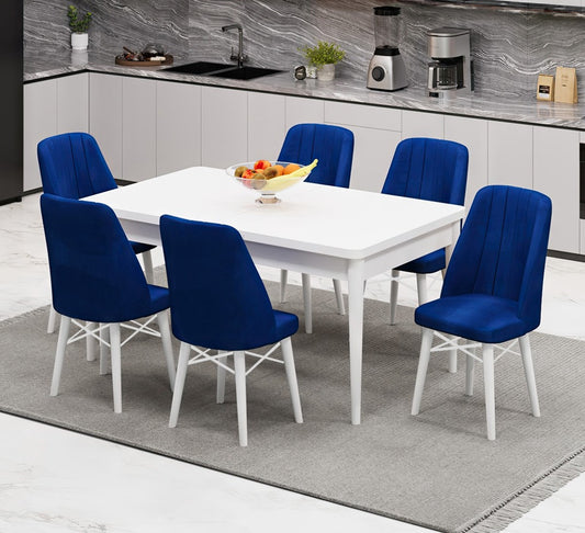 Babyface Madrid Set masa (extensibila) si scaune (2,4 sau 6 bucati) Albastru / Desire Furniture - Desire Furniture