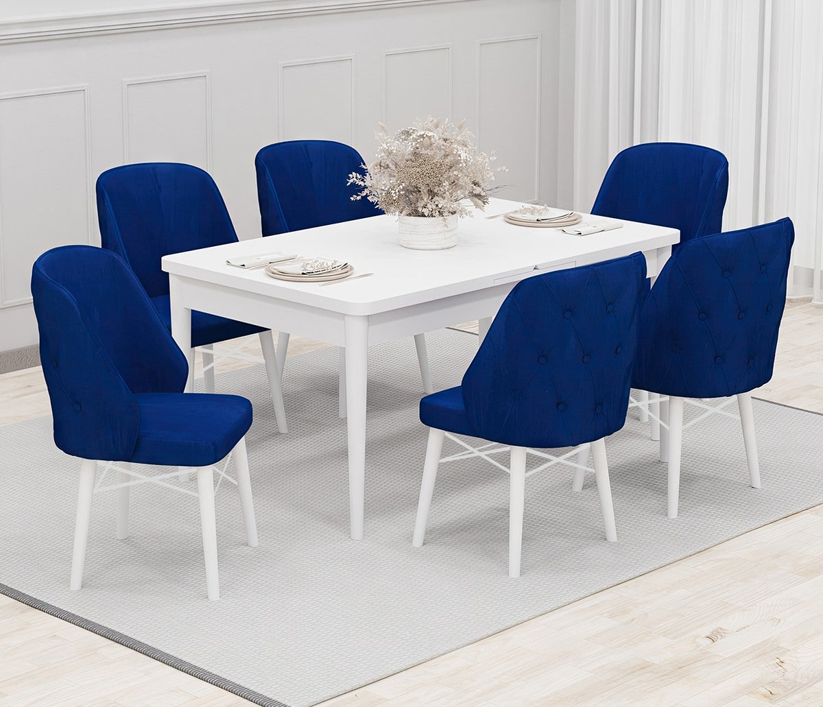 Babyface Lexus Set masa (extensibila) si scaune (2,4 sau 6 bucati) Albastru / Desire Furniture - Desire Furniture