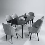 Sormis Set Extensibila 80x 135 (80 x 178) Si Scaun 6 Buc Gri Picior Negru