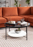 Masă de Cafea Rotundă – Design Modern cu Blat MDF Nanotech și Sticlă Securizată