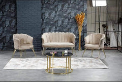 Cafea Set (Daisy) 3+1+1 Crem / Desire Furniture - Desire Furniture