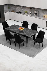 Babyface Madrid Set Masa Extensibila 80 x 130-170 cm si Scaune 6 bucati Negru