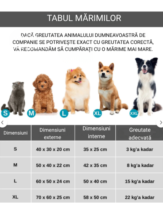 Pat de lux Sprit pentru pisici/câini, bază antiderapantă, material certificat M SIZE - 50X40X22CM