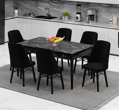 Babyface Madrid Set masa (extensibila) si scaune (2,4 sau 6 bucati) Negru / Desire Furniture - Desire Furniture