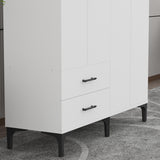 Dulap cu 4 Uși și 2 Sertare – Design Modern, Alb Lucios, PAL Premium
