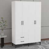 Dulap cu 4 Uși și 2 Sertare – Design Modern, Alb Lucios, PAL Premium
