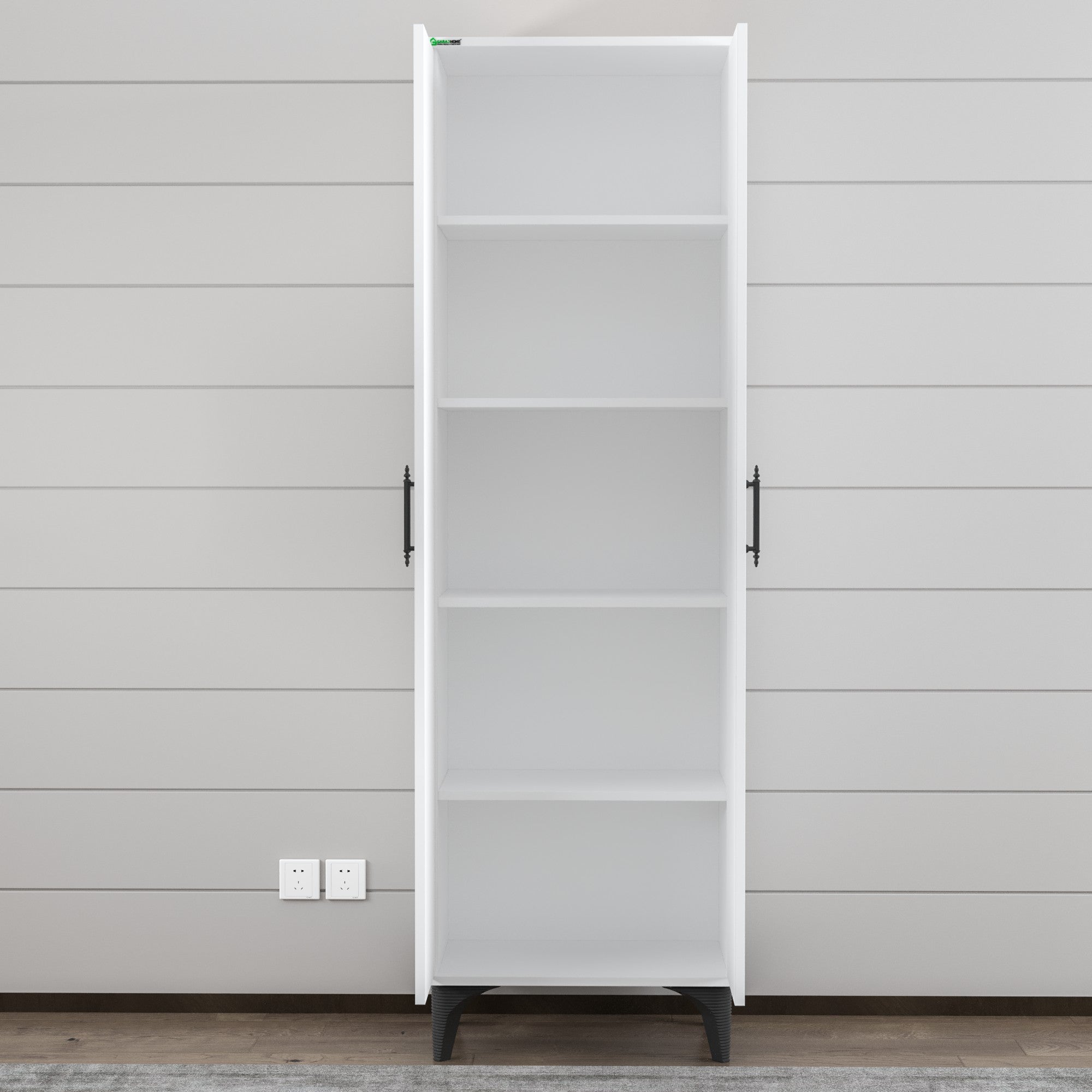 Dulap cu Rafturi pentru Haine – Design Modern, Alb Lucios
