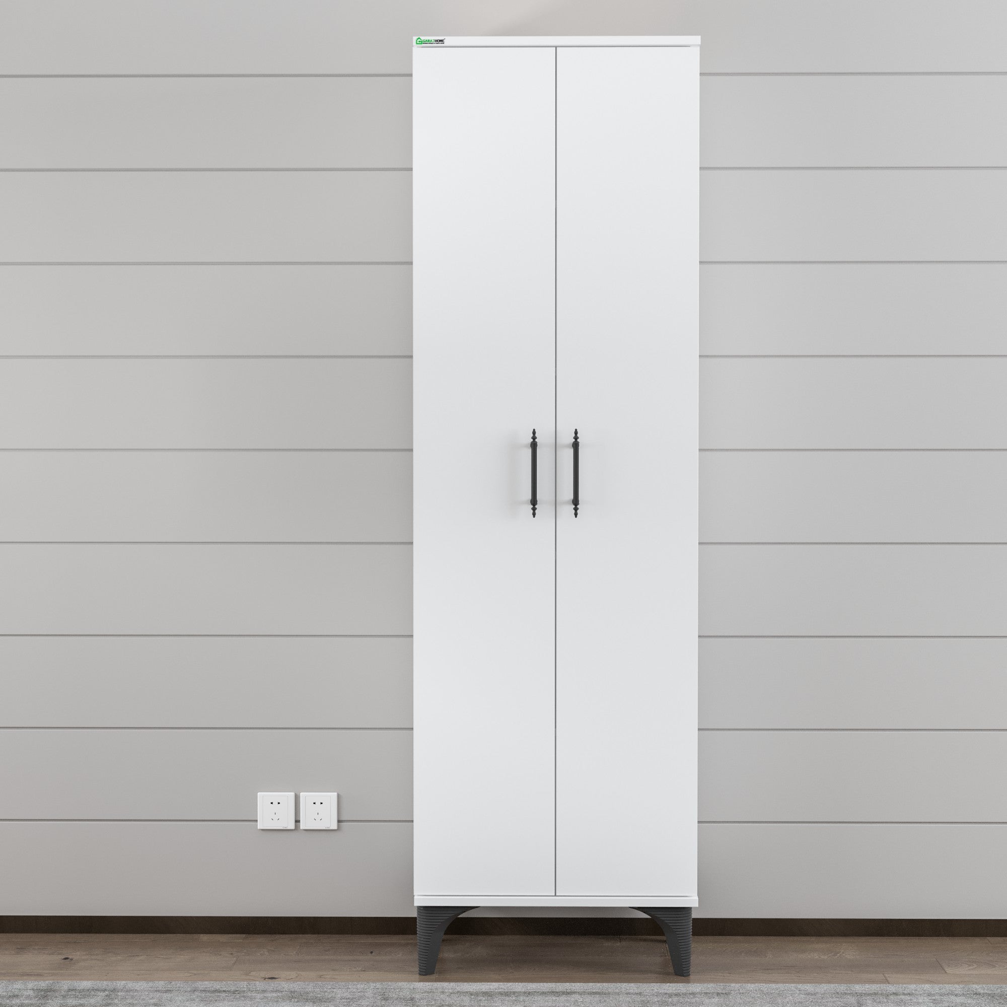 Dulap cu Rafturi pentru Haine – Design Modern, Alb Lucios