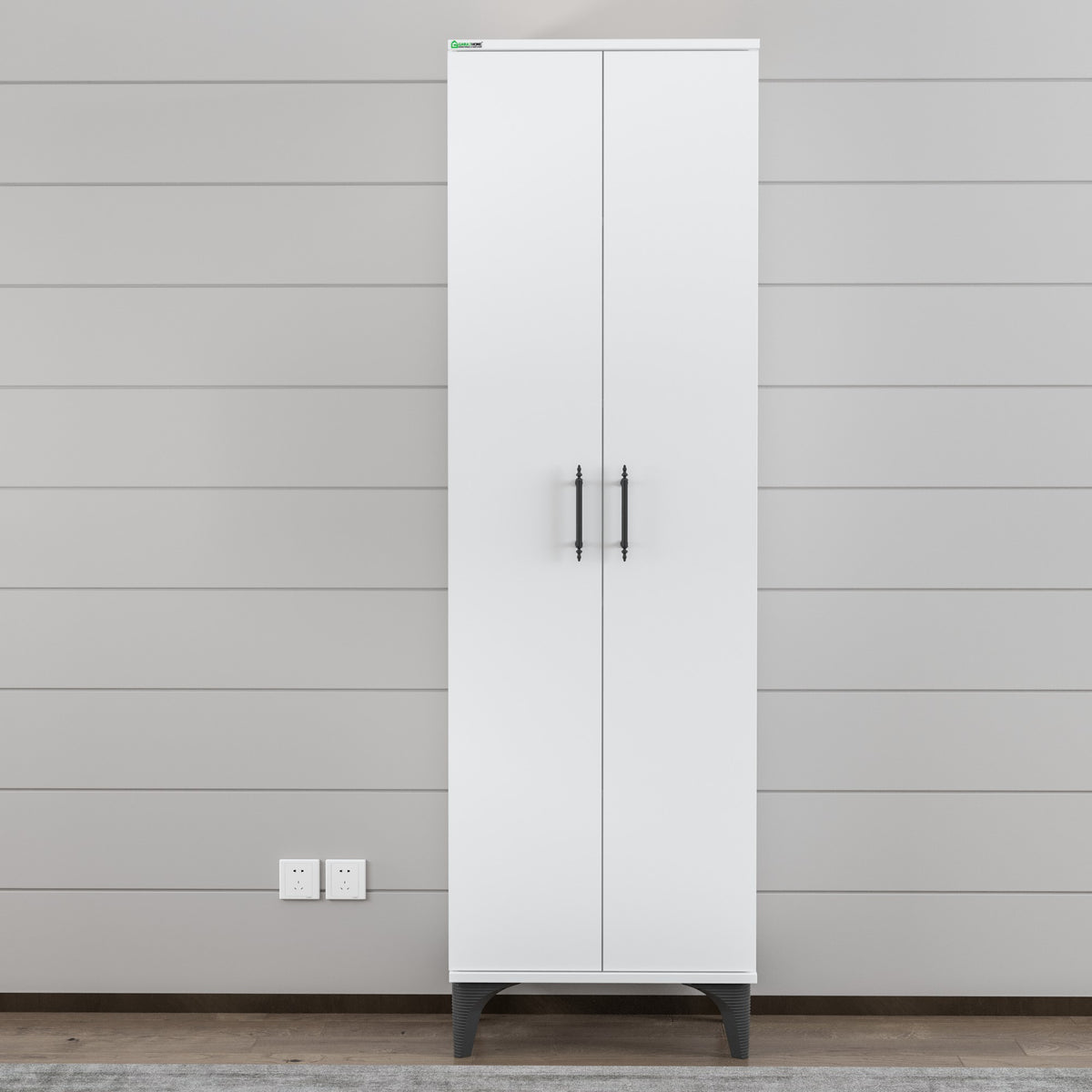 Dulap cu Rafturi pentru Haine – Design Modern, Alb Lucios