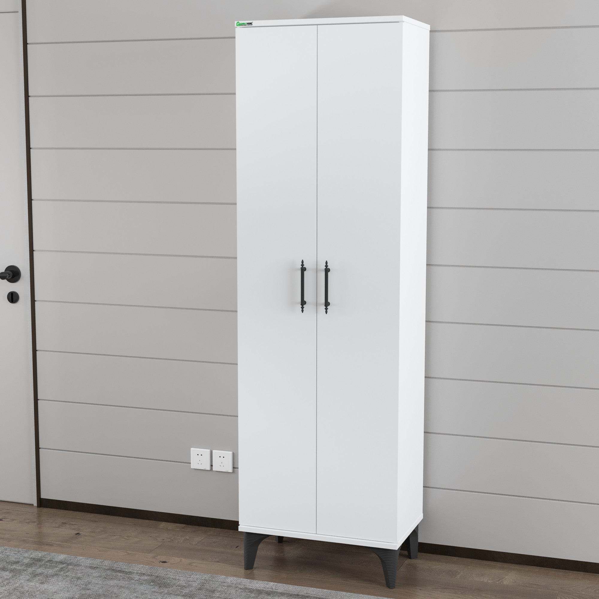 Dulap cu Rafturi pentru Haine – Design Modern, Alb Lucios