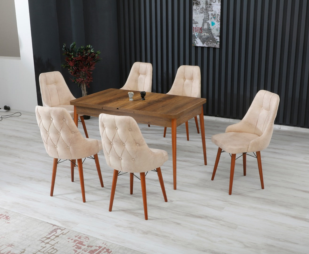 Eros Set masa 70*140 (extensibila) si scaune (4 bucati) Crema / Desire Furniture - Desire Furniture