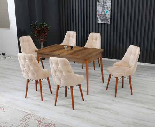 Eros Set masa 70*140 (extensibila) si scaune (4 bucati) Crema / Desire Furniture - Desire Furniture