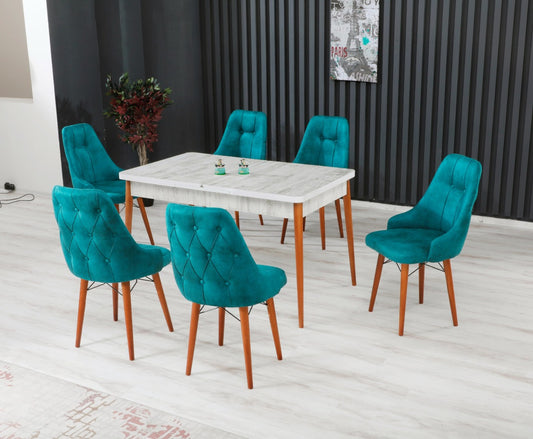 Eros Set masa 70*140 (extensibila) si scaune (4 bucati) Albastru / Desire Furniture - Desire Furniture