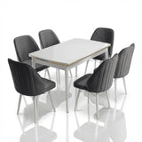 Sormis Set Extensibila 80x 135 (80 x 178) Si Scaun 6 Buc Antracit Gray Picior Alb