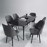 Sormis Set Extensibila 80x 135 (80 x 178) Si Scaun 6 Buc Antracit Gri Picior Negru