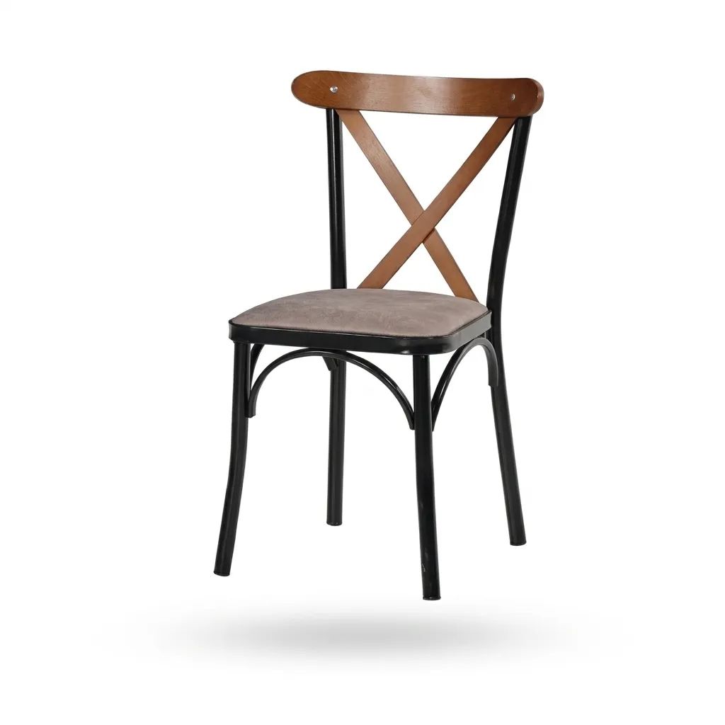 Scaun Tonet, Șezut Tapițat și Cadru Metalic Negru, Horeca, Restaurant, Cafe