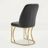 Set Masa şi 6 Scaune Monza, Stil Elegant, Detalii Aurii, 90x180 cm, Blat Marmorat Negru,