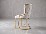 Set Masa şi 6 Scaune Luxury Lord, Stil Elegant, Detalii Aurii, 85x160 cm, Blat Marmorat Negru