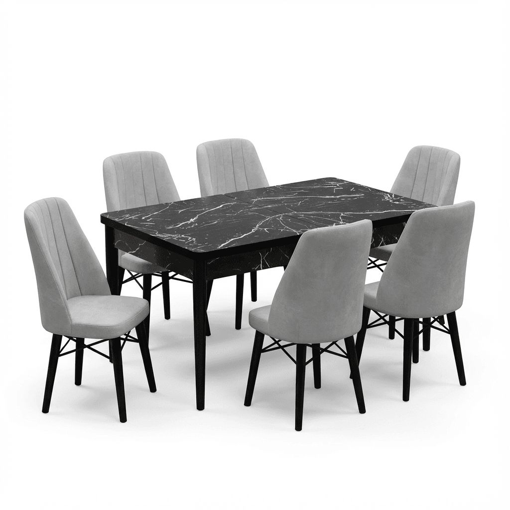 Babyface Madrid Set Masa Extensibila 80x130-170 si Scaune 6 bucati Gri