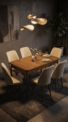 Desire Set Masa 80*170 Extensibila si Scaune 6 bucati Crem