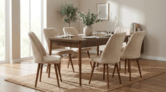 Desire Set Masa 80*170 Extensibila si Scaune 6 bucati Crem