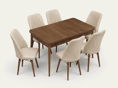 Desire Set Masa 80*170 Extensibila si Scaune 6 bucati Crem